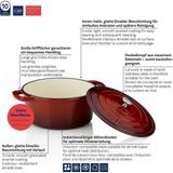 Kela Calido Rood 5L Gietijzeren Braadpan - Beschermd tegen roest en aanbakken - Inclusief deksel - Ovenbestendig