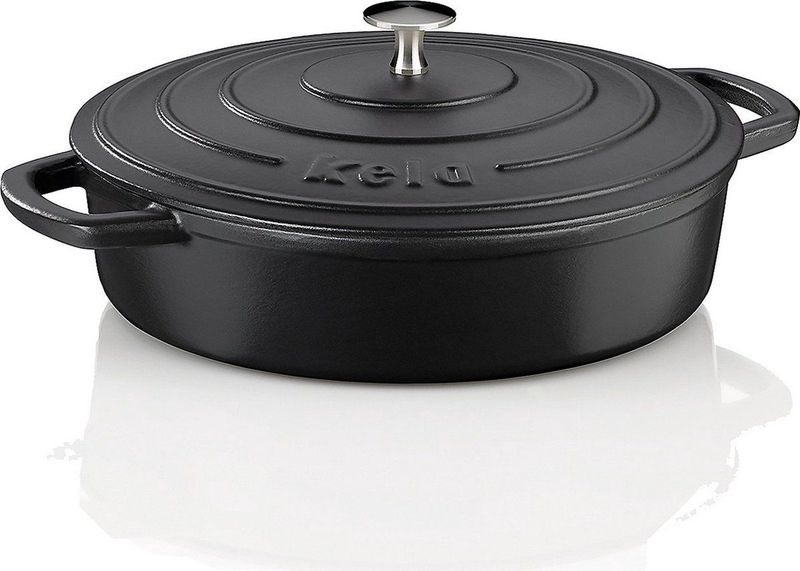 Braadpan, Gietijzer, Laag, Zwart, 28 cm - Kela | Calido