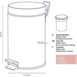 Monaco Pedaal Afvalemmer 3 liter Roze Kela