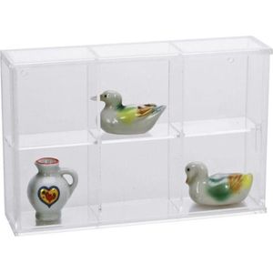 SAFE Acrylglas vitrine kast met 6 vakken van ca. 5,5 x 5,5 x 2 cm - vitrine: 18 x 11,5 x 3 cm
