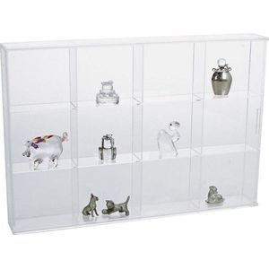 SAFE Acrylglas vitrine kast met 12 vakken van 8,5 x 7,5 x 3,5 cm - vitrine: 35 x 24 x 4,5 cm