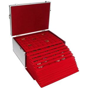 Safe 273 GIGANT numismatische koffer – met 15 dienbladen voor 500 stuks van verschillende diameters – verzamelstukken herdenkingsmunten en nog veel meer