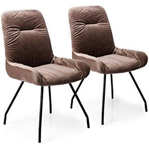 Kare Design stoel Claw, eetkamerstoel, eettafelstoel met plooien, fluweelachtige stoel in retro design, gestoffeerde stoel, bruin (H/B/D) 94,5x52x62,5cm
