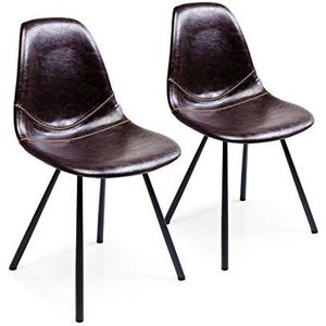 Kare Design stoel Lounge, eetkamerstoel met retro flair, design stoel met comfortabele zitkuip en decoratieve naden, bruin (h/b/d) 84x47x54,5cm