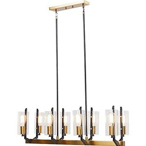 Kare Design hanglamp Wizard dining, kap: helder glas, ketting gepoedercoat, baldakijn: 2,50-35 staal messing gecoat, zwart