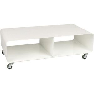 Kare Design Lounge TV-meubel met wieltjes, woonkamer, kantoor, lage dressoirs, wit, 30 x 90 x 42 cm