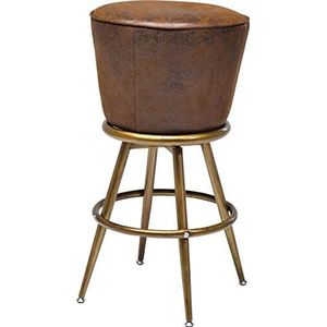 Kare Design barkruk Lady Rock vintage, ronde designbarstoel, metalen poten, barstoel, retrolook, barstoel, bistrostoel, goud-bruin, 77 x 47 x 47 cm