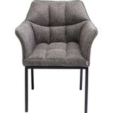 Kare Design Armleunstoel Thincank, gestoffeerde stoel met stiksel, eetkamerstoel met geweven peper en zoutpatroon, grijs, XXL eetkamerstoel, (H/B/D) 85 x 65 x 55 cm