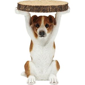 Kare Design bijzettafel Animal Ms Jack - Diameter: 33 cm - Kleine ronde hond - houtlook - dierenbeeldje - originele woonkamertafel - afmetingen (h x b x d): 52 x 35 x 33 cm - bruin