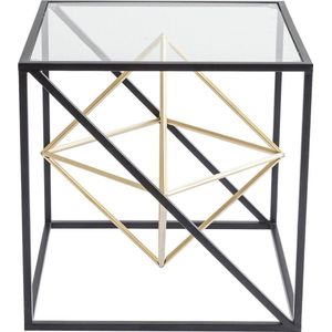 Kare Prisma salontafel van glas met metalen vlechtwerk 45 x 45 x 45 cm