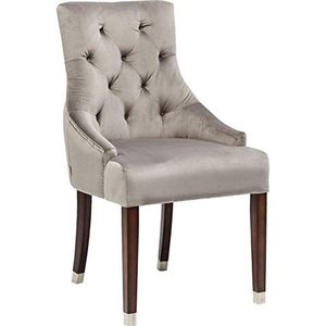 Kare Design fauteuil Prince Velvet, grijs, zachte fluwelen stoel met armleuning, eetkamerstoel in polyester bekleding in barokstijl, (H/B/D) 98 x 53 x 60 cm, andere, beige