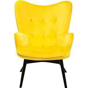 Kare Design stoel Vicky Velvet, fluweelachtige loungestoel, TV-stoel met donker houten frame modern (HxBxT) 92x59x63cm geel