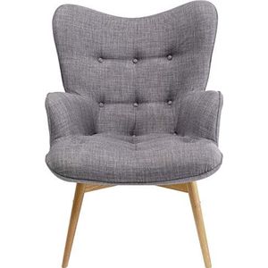 Kare Design stoel Vicky Velvet, fluweelachtige loungestoel, TV-stoel met donker houten frame (HxBxT) 92x59x63cm lichtgrijs