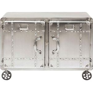 Kare Design commode Buster, 2-deurs, buitengewoon dressoir met 2 deuren op wielen in industriële stijl, stijlvolle commode aluminium (B/H/D) 87x47,5x66,5cm