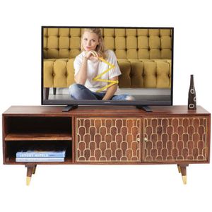 Mangohouten tv-meubel goud - 140x35x50cm.