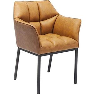 Kare Design armleunstoel Thinktank, bruine eetkamerstoel in hoogwaardige lederlook, comfortabel zitcomfort door bekleding, vintage leren stoel, H/B/D 85 x 62 x 58 cm