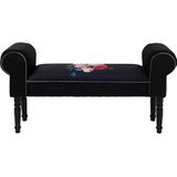 Kare Design Bank Wing Blossom - Romantische zwarte zitbank met bloemenpatroon | 54 x 100 x 30 cm | Lichtgewicht en veelzijdig inzetbaar