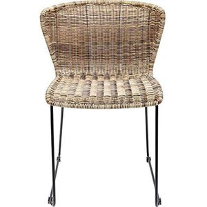 Kare Design stoel Sansibar, eetstemstoel in natuurlijke kleuren, met brede rugleuning, zonder armleuningen, frame als glijders in zwart (H/B/D) 78x53x56cm
