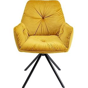 Kare Mila Design Armleunstoel, eetkamerstoel, loungestoel, elegante stoel met armleuningen, zitmeubel, zitstoel, geel, 60 x 65 x 89 cm
