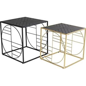 Kare Techno 2 salontafel, staal, 41,5 x 40 x 40 cm, zwart/goud, 2 stuks