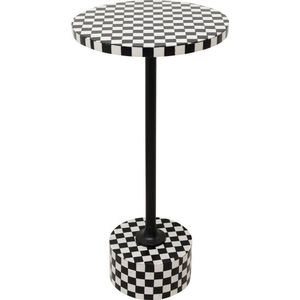 Kare Domero Chess bijzettafel van metaal, zwart/wit, 50 x 25 x 25 cm