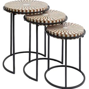 Kare Bijzettafel Hula (3/set), acacia, bruin, wit, 62 x 44 x 44 cm