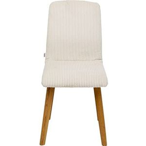 Kare Design stoel Lara, crème, eetkamerstoel, corduroy, eikenhouten poten, 92 x 44 x 45 cm (h x b x d)