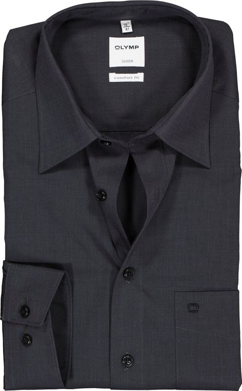 OLYMP - Luxor - Overhemd - Antraciet - Lange Mouw - 100% Katoen