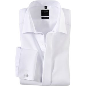 OLYMP Luxor modern fit overhemd, smoking overhemd, wit, gladde stof met Kent kraag
