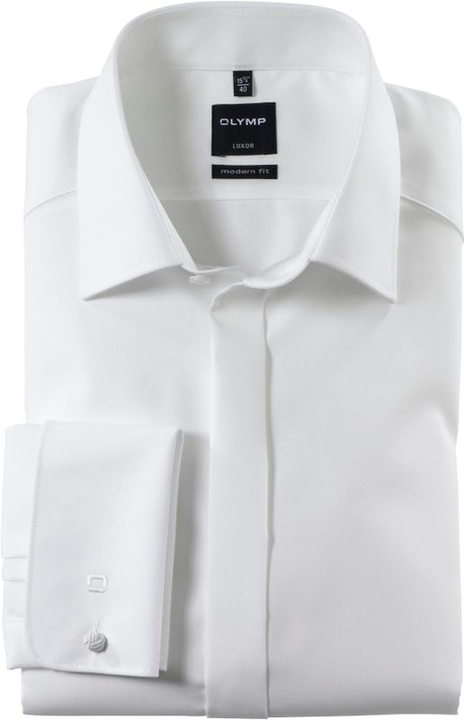 OLYMP - Overhemd - Beige - Poplin - Lange Mouwen - Dubbele Manchet