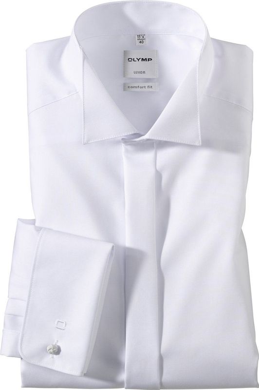 OLYMP - Luxor - Overhemd - Wit - Katoen - Wing Kraag