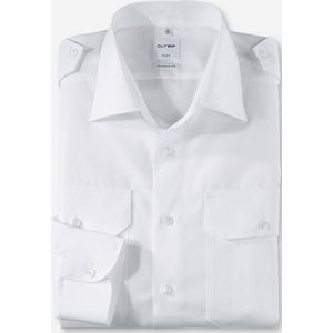 OLYMP - Tendenz - Piloot Shirt - Wit - 84% Katoen / 16% Polyester, Kent Kraag, 2 Borstzakken