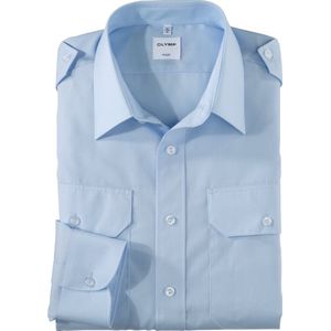 OLYMP - Pilot Hemd - Blauw - Katoen/Polyester - Kreukvrij