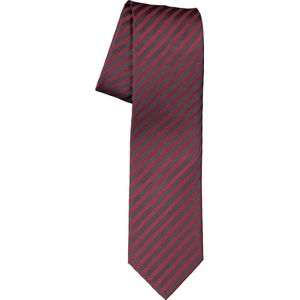 OLYMP stropdas, donkerrood met zwart gestreept -  Maat: One size
