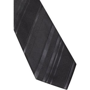 ETERNA stropdas, zwart met grijs gestreept -  Maat: One size