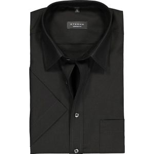 ETERNA - Comfort Fit - Overhemd - Zwart - Korte Mouw - Strijkvrij