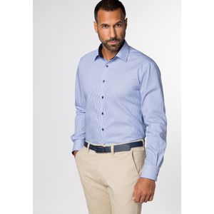ETERNA - Modern Fit Overhemd - Twill - Blauw Gestreept - 100% Katoen - Strijkvrij