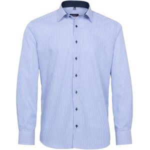ETERNA - Modern Fit - Overhemd - Blauw Gestreept - 100% Katoen - Strijkvrij