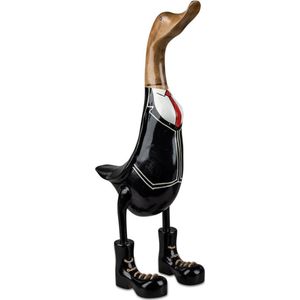 Eend - Decoratie - Hout - Duurzaam - 50cm. - Bruin - Zwart