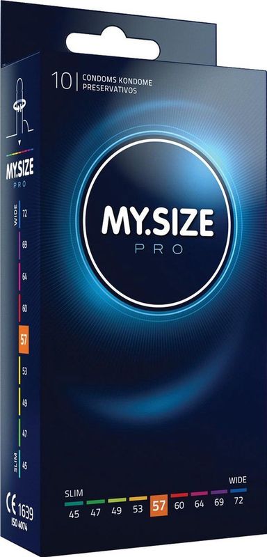 My.Size PRO «57mm» 10 Kondome, d&#252;nnes VYTEX-Latex, ohne Latexgeruch