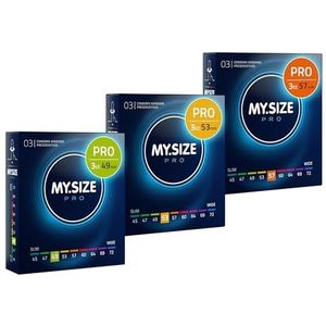 MY.SIZE PRO condoom maat 2,3,4-49,53,57 mm, 3x3 condooms - perfecte pasvorm en een geschikte maat voor iedereen