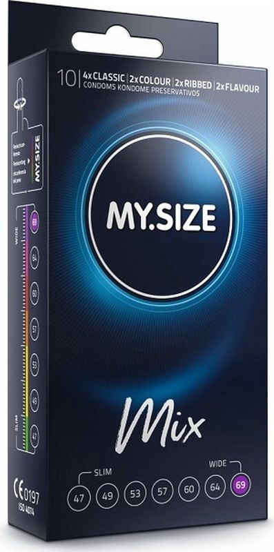 MySize - Mixverpakking - 4 Classic - 2 Gekleurde - 2 Geribbelde - 2 Met Smaakje