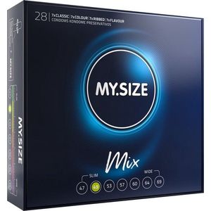 My.Size Mix condooms maat 2, 49 mm, grote verpakking, inhoud 28 stuks