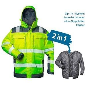 Rufus 2in1 Warnschutzjacke Gelb/Grau Elysee en iso 20471/3, Gr.XL