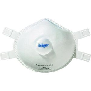 Dräger stofmaskers - doos á 5 stuks - X-plore 1330 - FFP3+Ventiel - Mondkapje - Uitademventiel - Wit