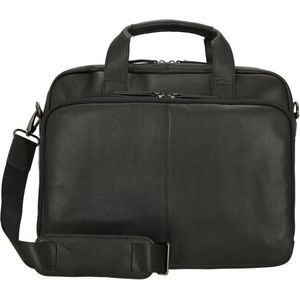 D&N Leren Business/Laptoptas - Zwart - 15.6 inch - Met Afneembare Schouderband en Trolleyband