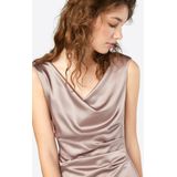 Kokerjurk - Effen - Satijn - V-hals - Mouwloos - Slanke Pasvorm