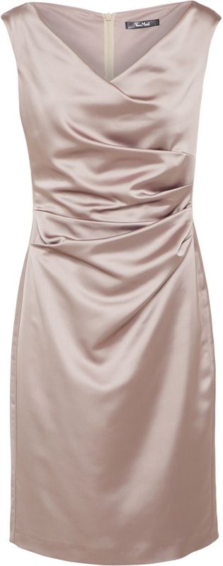 Kokerjurk - Effen - Satijn - V-hals - Mouwloos - Slanke Pasvorm