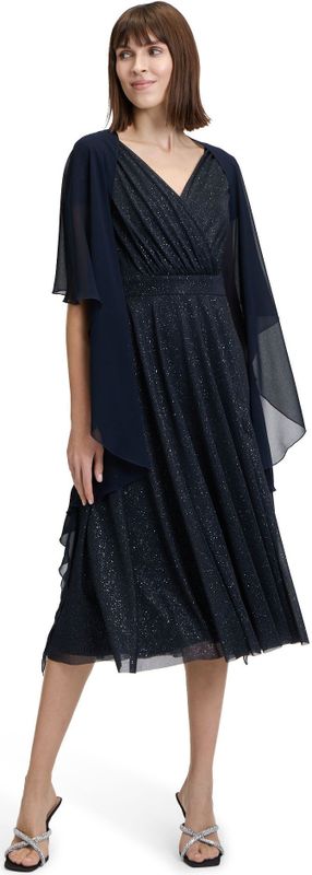 Vera Mont Dames Chiffonstola met Volant - Blauw