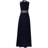 VM Vera Mont - Avondjurk - Nachtblauw - Chiffon - Gevoerde Zoom, Keyholesluiting, Mouwloos